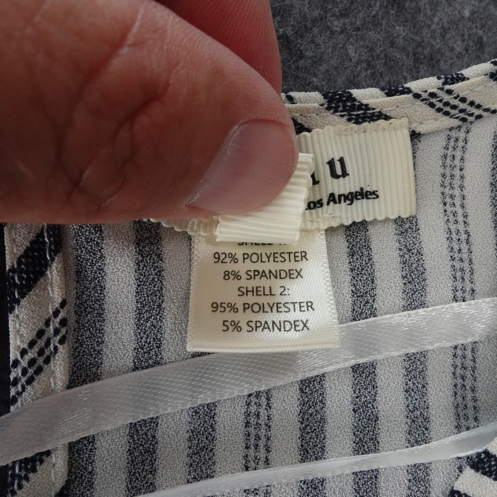 Monteau Los Angeles Striped Wide Leg Jumpsuit Navy White Wrap Front  Large - Picture 5 of 10
